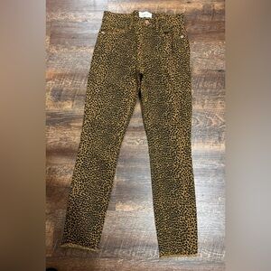 Current/Elliott Cheetah Print Jeans Size 24 Raw Hem Cotton Animal Print